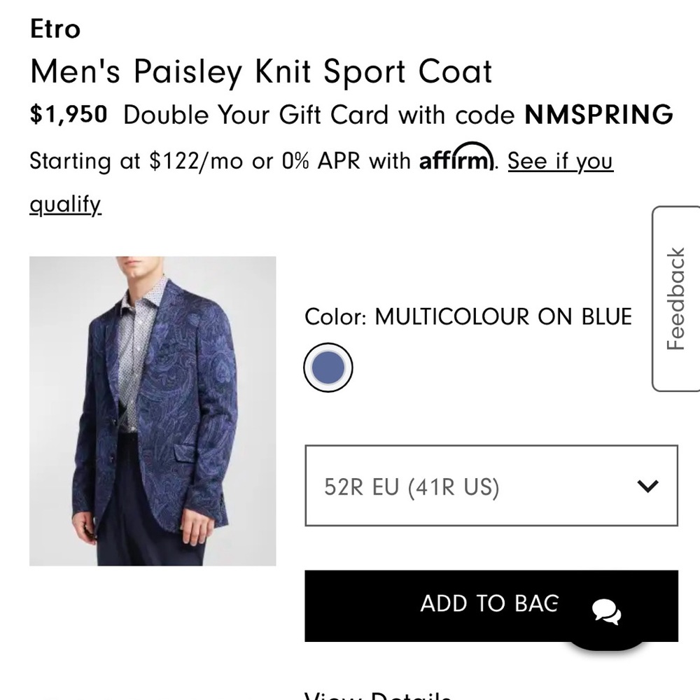 ETRO Men’s Paisley Knit Sport Coat